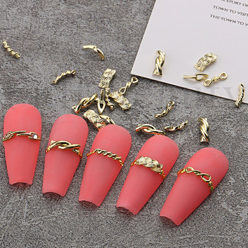 3D Metal Nail Charms Χρυσό Ασημί Δαχτυλίδι Νυχιών Πόρπη Punk Όγκος Διακόσμηση Kawaii Αξεσουάρ Κορδέλα στρας Κοσμήματα GL512