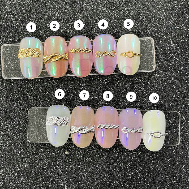 3D metalni privjesci za nokte Zlato Srebrni Nail Art Prsten Kopča Punk Volume Dekoracija Kawaii dodaci Vrpce Umetni kamenčići Nakit GL512