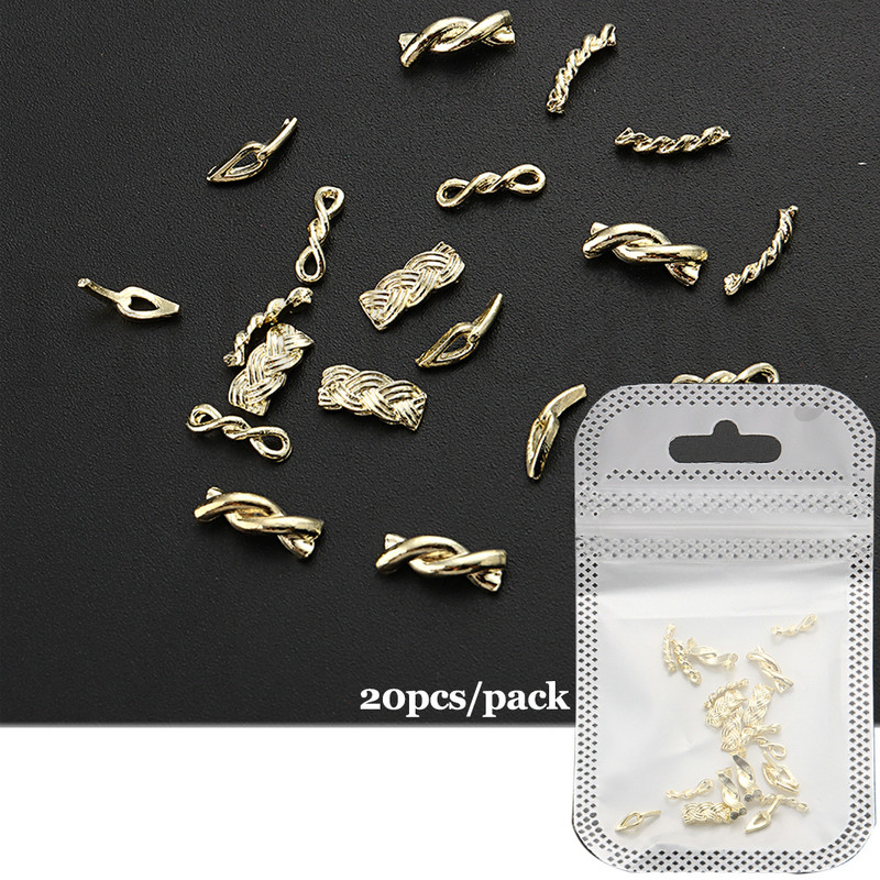 3D metalni privjesci za nokte Zlato Srebrni Nail Art Prsten Kopča Punk Volume Dekoracija Kawaii dodaci Vrpce Umetni kamenčići Nakit GL512