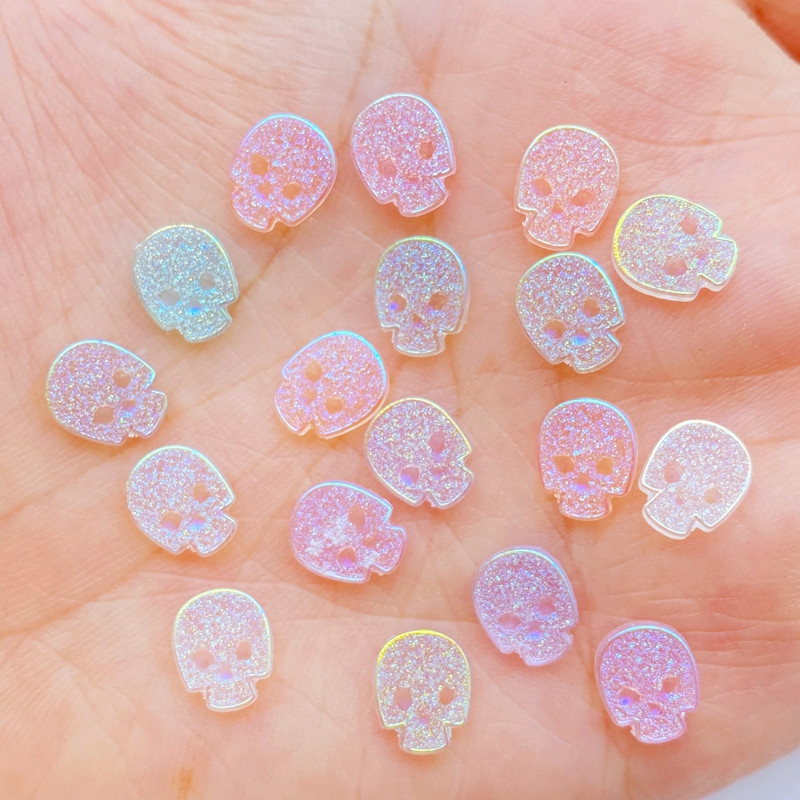 100vnt Charms Kawaii Cartoon Skull Nagų Kalnų krištolas Brangakmeniai Blizgučiai Akrilas Nagų dailės Papuošalai Manikiūras Nagų dekoravimo Priedai