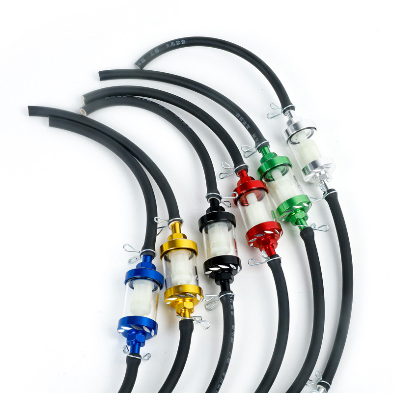 Spalva 8 mm motociklo vidinis kuro filtras benzino filtrai + benzino degalų linijos žarna + spaustukai motociklo paspirtuko purvo dviračiui