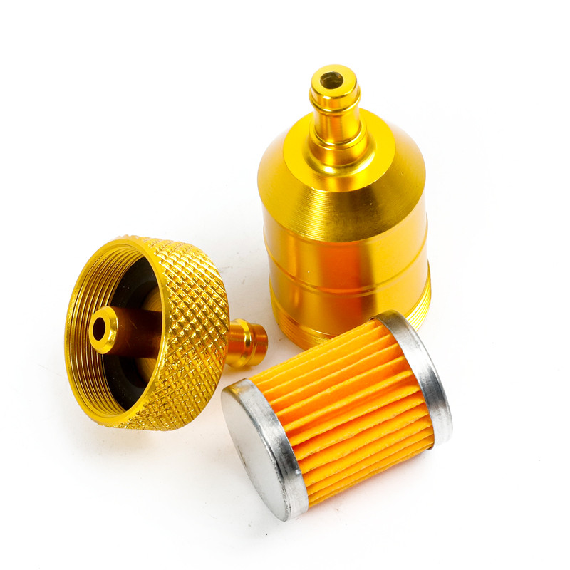 6 spalvų 8 mm motociklo degalų filtras automobilių benzino dyzelinas, skirtas motociklų duobėms, purvo dviračių motoroleriams, chromo aliuminio degalų filtrams