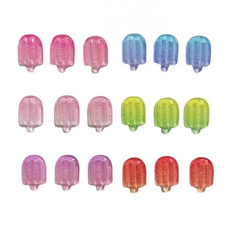 30 bucăți de vară Popsicle Nail Art Charms 3D Acrilic Glitter Gradient Înghețată Nail Art Decoratiuni Accesorii drăguțe pentru manichiură DIY