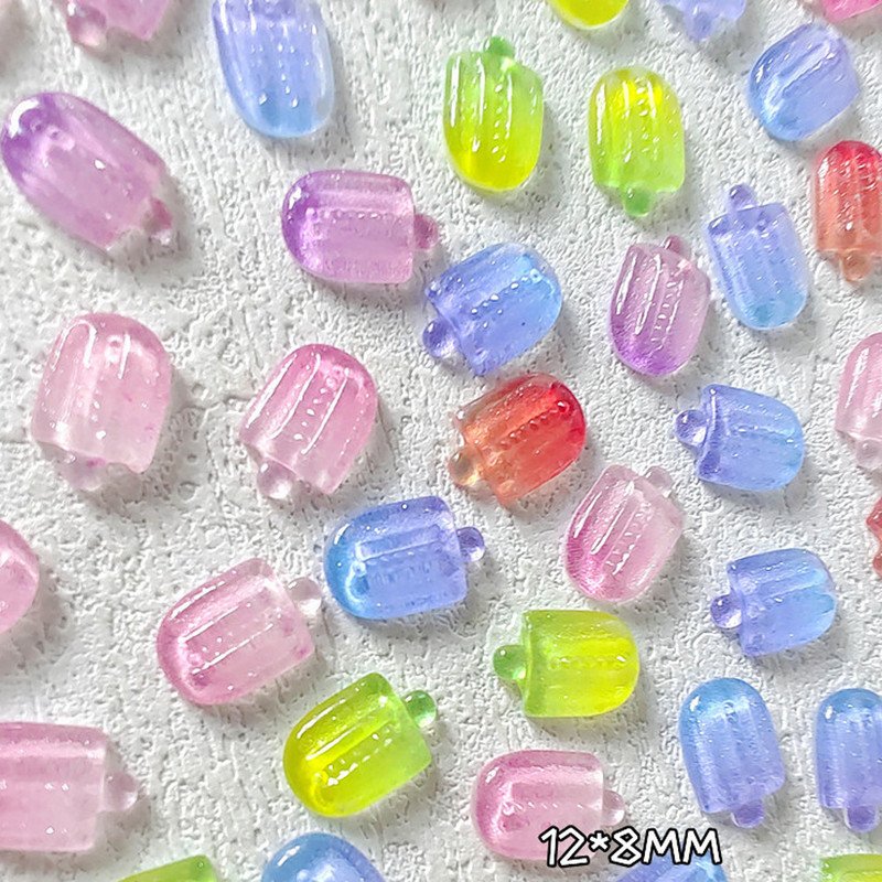 30 bucăți de vară Popsicle Nail Art Charms 3D Acrilic Glitter Gradient Înghețată Nail Art Decoratiuni Accesorii drăguțe pentru manichiură DIY