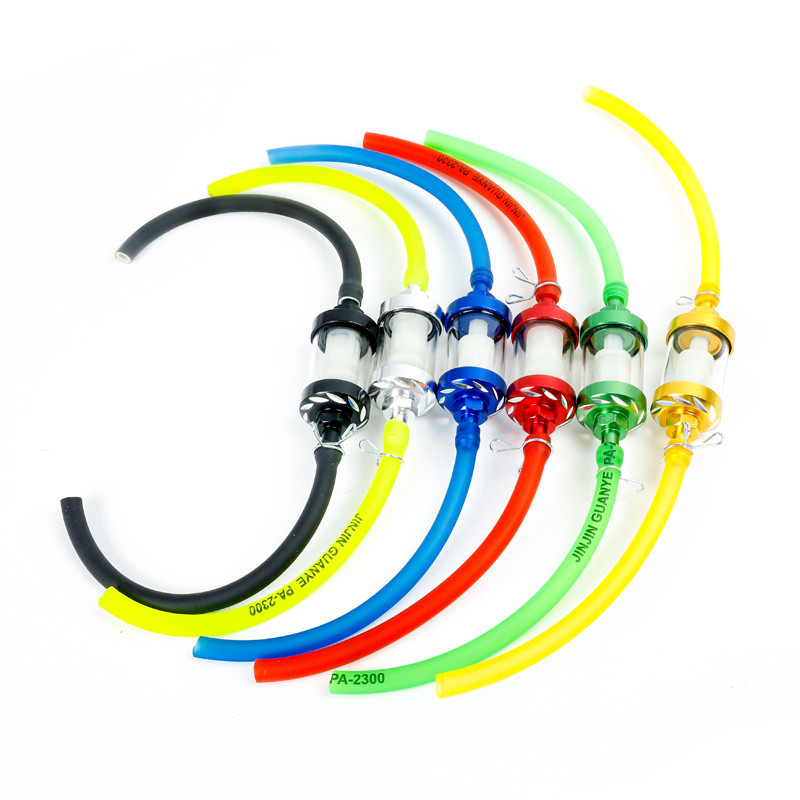 CNC 6 spalvų 8 mm motociklo kuro filtras automobilių benzinas dyzelinas, skirtas motociklų duobėms, purvo dviračių motoroleriams, chromo aliuminio kuro filtras