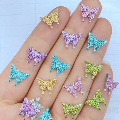 100gb Cute New ResinMini Krāsaini Butterfly Nagu Rhinestones Dārgakmeņi Glitter Nail Art Rotaslietas Manikīrs Nail Art Dekorācijas