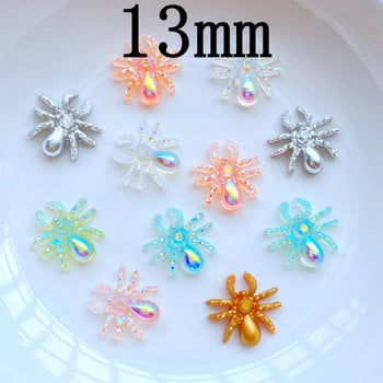 3D Charms Cartoon Spider Nail Rhinestones Πολύτιμοι λίθοι Glitter 50τμχ Ρητίνη Nail Art Κοσμήματα Μανικιούρ Αξεσουάρ Νυχιών Διακόσμησης