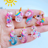 10tk Kawaii Cartoon Unicorn, Seahorse Nail Rhinestones Kalliskivid Glitter Nail Art Ehted Maniküür Küünte kaunistamiseks Aksessuaarid