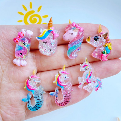 10tk Kawaii Cartoon Unicorn, Seahorse Nail Rhinestones Kalliskivid Glitter Nail Art Ehted Maniküür Küünte kaunistamiseks Aksessuaarid