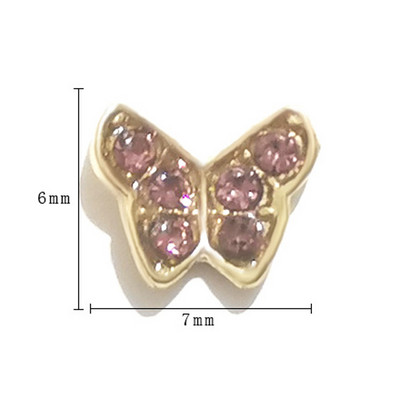 20 vnt Mini Diamond Butterfly Nail Art Charm 3D Pink White Deimantinio lydinio Butterfly Edge Nagų dekoravimo Kawaii Nagų Priedai