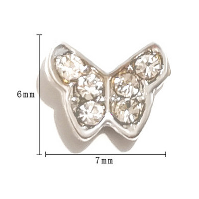 20 vnt Mini Diamond Butterfly Nail Art Charm 3D Pink White Deimantinio lydinio Butterfly Edge Nagų dekoravimo Kawaii Nagų Priedai