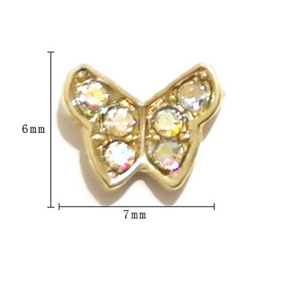 20 vnt Mini Diamond Butterfly Nail Art Charm 3D Pink White Deimantinio lydinio Butterfly Edge Nagų dekoravimo Kawaii Nagų Priedai