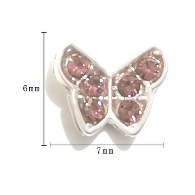20 vnt Mini Diamond Butterfly Nail Art Charm 3D Pink White Deimantinio lydinio Butterfly Edge Nagų dekoravimo Kawaii Nagų Priedai