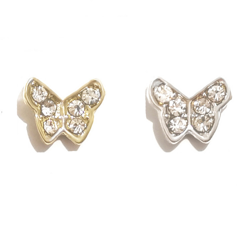 20 vnt Mini Diamond Butterfly Nail Art Charm 3D Pink White Deimantinio lydinio Butterfly Edge Nagų dekoravimo Kawaii Nagų Priedai