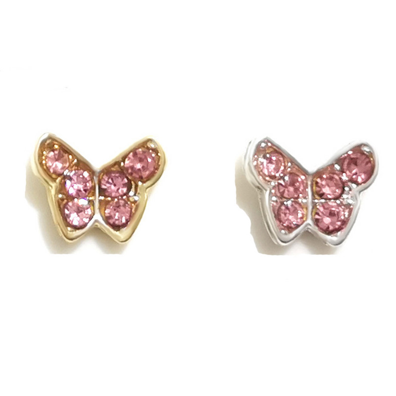 20 vnt Mini Diamond Butterfly Nail Art Charm 3D Pink White Deimantinio lydinio Butterfly Edge Nagų dekoravimo Kawaii Nagų Priedai