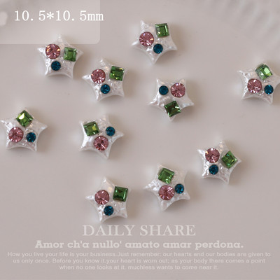 20 vnt. Baroko perlų nagų dailės žavesiai, 3D derva, meilė, žvaigždės formos deimantiniai papuošalai, nagų krištolas, prispaudimas prie nagų, dalys, priedai