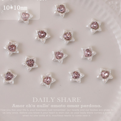 20 vnt. Baroko perlų nagų dailės žavesiai, 3D derva, meilė, žvaigždės formos deimantiniai papuošalai, nagų krištolas, prispaudimas prie nagų, dalys, priedai