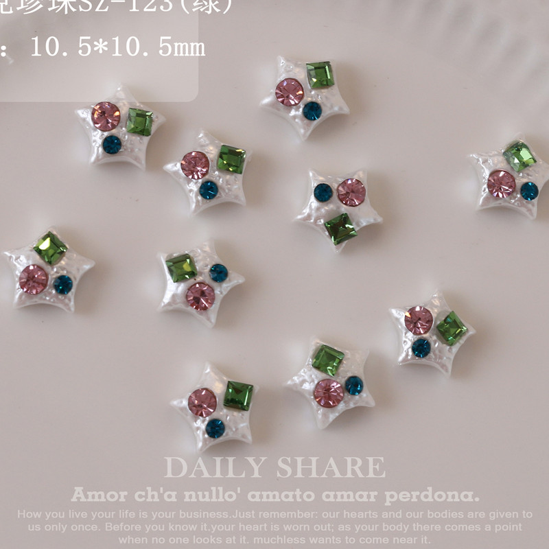 20 vnt. Baroko perlų nagų dailės žavesiai, 3D derva, meilė, žvaigždės formos deimantiniai papuošalai, nagų krištolas, prispaudimas prie nagų, dalys, priedai