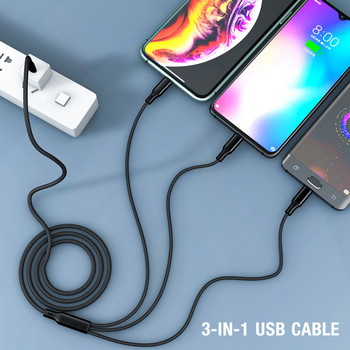 3 в 1 USB кабел тип C към USB C Micro USB кабел за зарядно устройство за телефон PD кабел за зареждане за Iphone 12 Найлонов кабел Аксесоари за мобилни телефони