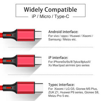 Καλώδιο 3 σε 1 USB Τύπος C σε USB C Καλώδιο φόρτισης τηλεφώνου Micro USB Καλώδιο PD φόρτισης για Iphone 12 νάιλον καλώδιο κινητού τηλεφώνου