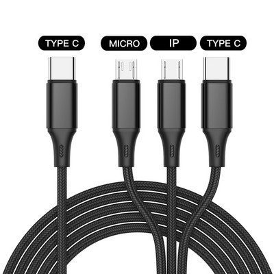 3 vienā USB kabelis C tips USB C Mikro USB tālruņa lādētāja kabelis PD uzlādes kabelis iPhone 12 neilona kabelim Mobilo tālruņu piederumi