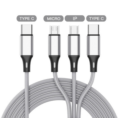 Cablu USB 3 în 1 tip C la USB C Cablu de încărcare pentru telefon Micro USB Cablu de încărcare PD pentru Iphone 12 Cablu de nailon Accesorii pentru telefonul mobil