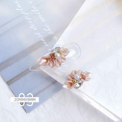 10 komada akrilnih bočnih cvjetnih ukrasa za nokte 3D trendi cvjetić (s bisernim kamenčićima) Nakit za nokte Stil ljuskica latica Savjeti za nokte