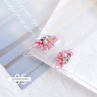 10 komada akrilnih bočnih cvjetnih ukrasa za nokte 3D trendi cvjetić (s bisernim kamenčićima) Nakit za nokte Stil ljuskica latica Savjeti za nokte