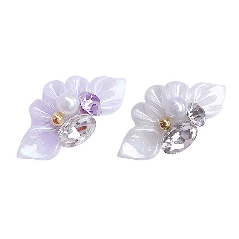 10 komada akrilnih bočnih cvjetnih ukrasa za nokte 3D trendi cvjetić (s bisernim kamenčićima) Nakit za nokte Stil ljuskica latica Savjeti za nokte