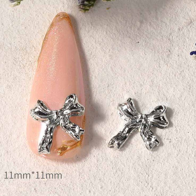 20db ötvözött szalag masni köröm dekoráció 3D arany/ezüst szépség ötvözet masni design körömékszer barkácsolás divat manikűr kiegészítők