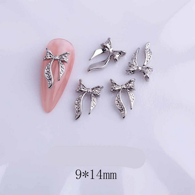 20db ötvözött szalag masni köröm dekoráció 3D arany/ezüst szépség ötvözet masni design körömékszer barkácsolás divat manikűr kiegészítők