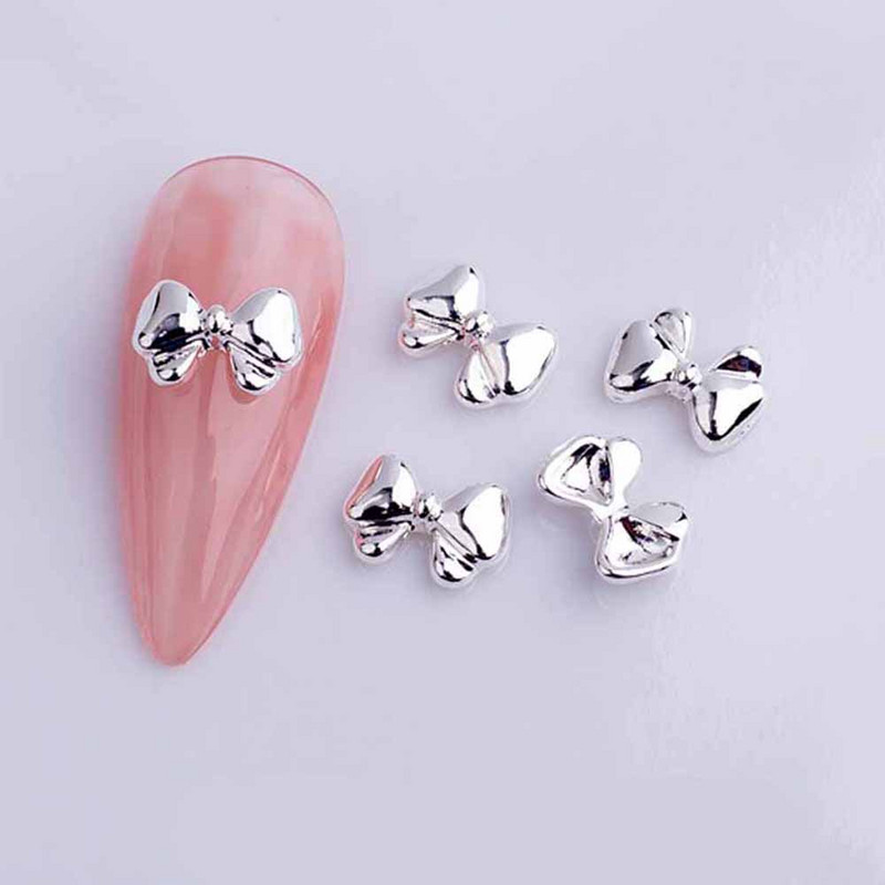 20db ötvözött szalag masni köröm dekoráció 3D arany/ezüst szépség ötvözet masni design körömékszer barkácsolás divat manikűr kiegészítők