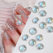 Crystal Blue AB Nail Aurora Rhinestones Segakujuline 3D Küünte Dekoratsioon Liblikas Star Süda Romb Flatback Stones Gem Maniküür