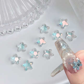 Кристално синьо AB нокти Aurora кристали Смесена форма 3D декорация за нокти Пеперуда Звезда Сърце Ромб Плоски камъни Маникюр със скъпоценни камъни