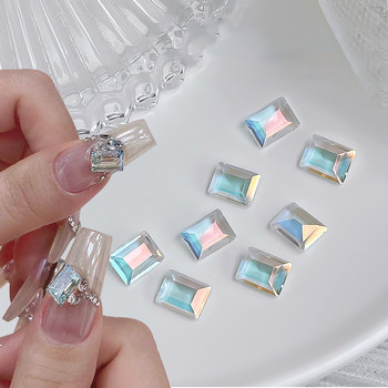Crystal Blue AB Nail Aurora Rhinestones σε σχήμα 3D διακοσμητικό νυχιών πεταλούδα Star Heart Rhombus Flatback Stones Gem