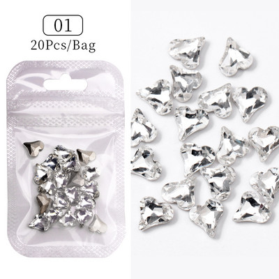 Crystal Blue AB Nail Aurora Rhinestones Segakujuline 3D Küünte Dekoratsioon Liblikas Star Süda Romb Flatback Stones Gem Maniküür