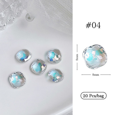 Crystal Blue AB Nail Aurora Rhinestones Segakujuline 3D Küünte Dekoratsioon Liblikas Star Süda Romb Flatback Stones Gem Maniküür