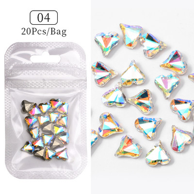 Crystal Blue AB Nail Aurora Rhinestones Segakujuline 3D Küünte Dekoratsioon Liblikas Star Süda Romb Flatback Stones Gem Maniküür