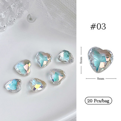 Crystal Blue AB Nail Aurora Rhinestones Segakujuline 3D Küünte Dekoratsioon Liblikas Star Süda Romb Flatback Stones Gem Maniküür