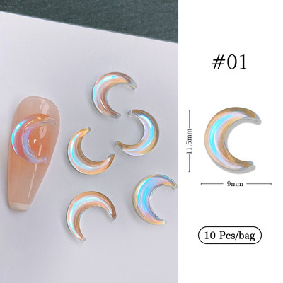 Crystal Blue AB Nail Aurora Rhinestones Segakujuline 3D Küünte Dekoratsioon Liblikas Star Süda Romb Flatback Stones Gem Maniküür