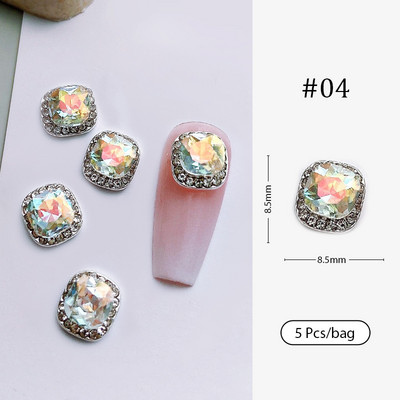 Crystal Blue AB Nail Aurora Rhinestones Segakujuline 3D Küünte Dekoratsioon Liblikas Star Süda Romb Flatback Stones Gem Maniküür