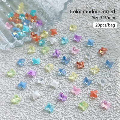 Crystal Blue AB Nail Aurora Rhinestones Segakujuline 3D Küünte Dekoratsioon Liblikas Star Süda Romb Flatback Stones Gem Maniküür
