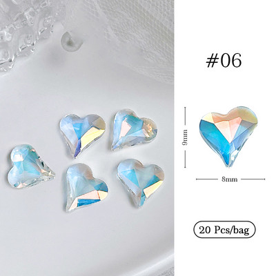 Crystal Blue AB Nail Aurora Rhinestones Segakujuline 3D Küünte Dekoratsioon Liblikas Star Süda Romb Flatback Stones Gem Maniküür