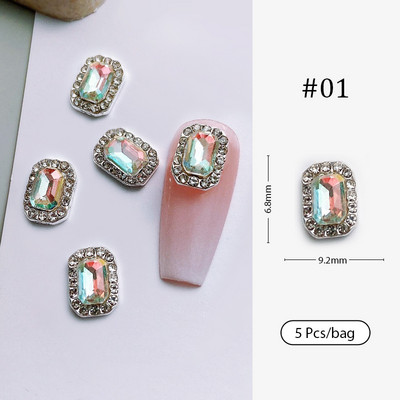 Crystal Blue AB Nail Aurora Rhinestones Segakujuline 3D Küünte Dekoratsioon Liblikas Star Süda Romb Flatback Stones Gem Maniküür