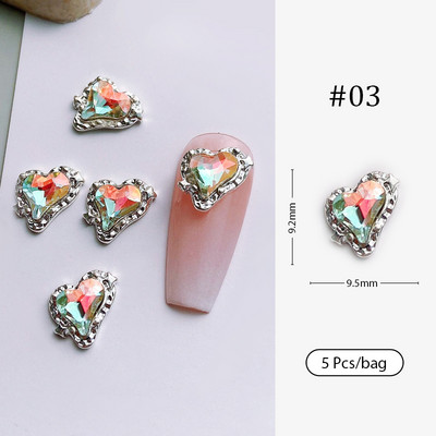 Crystal Blue AB Nail Aurora Rhinestones Segakujuline 3D Küünte Dekoratsioon Liblikas Star Süda Romb Flatback Stones Gem Maniküür