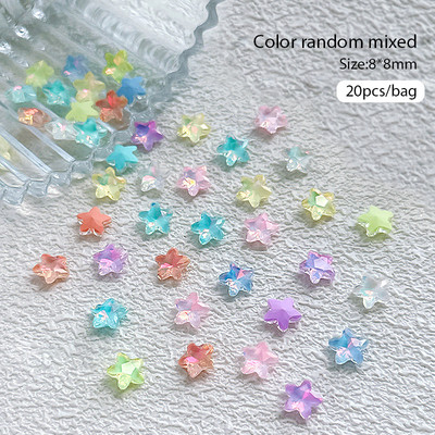 Crystal Blue AB Nail Aurora Rhinestones Segakujuline 3D Küünte Dekoratsioon Liblikas Star Süda Romb Flatback Stones Gem Maniküür