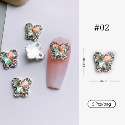 Crystal Blue AB Nail Aurora Rhinestones Segakujuline 3D Küünte Dekoratsioon Liblikas Star Süda Romb Flatback Stones Gem Maniküür