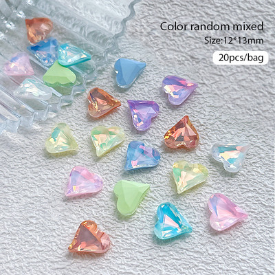 Crystal Blue AB Nail Aurora Rhinestones Segakujuline 3D Küünte Dekoratsioon Liblikas Star Süda Romb Flatback Stones Gem Maniküür