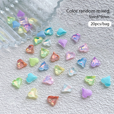 Crystal Blue AB Nail Aurora Rhinestones Segakujuline 3D Küünte Dekoratsioon Liblikas Star Süda Romb Flatback Stones Gem Maniküür