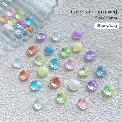 Crystal Blue AB Nail Aurora Rhinestones Segakujuline 3D Küünte Dekoratsioon Liblikas Star Süda Romb Flatback Stones Gem Maniküür